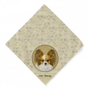 Papillon Painting Lemon and White Original Dog Art Bandana