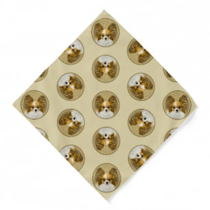 Papillon Painting Lemon and White Original Dog Art Bandana