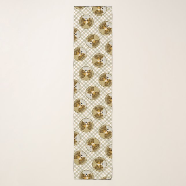 Papillon Painting Lemon and White Original Dog Art Scarf (Front)