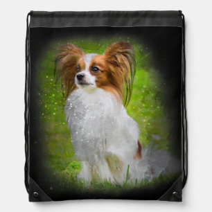 papillon,papilon,papillon dogs,papillon dog, draws drawstring bag