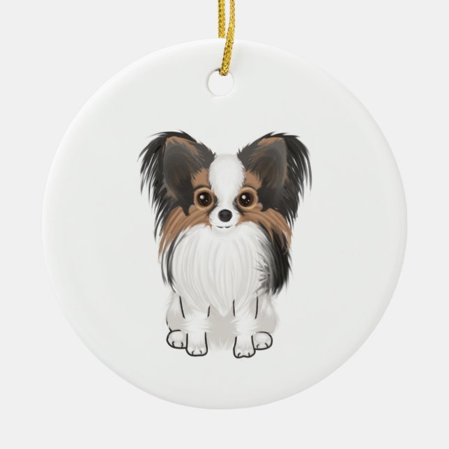 Papillon (picture) ceramic ornament (Front)
