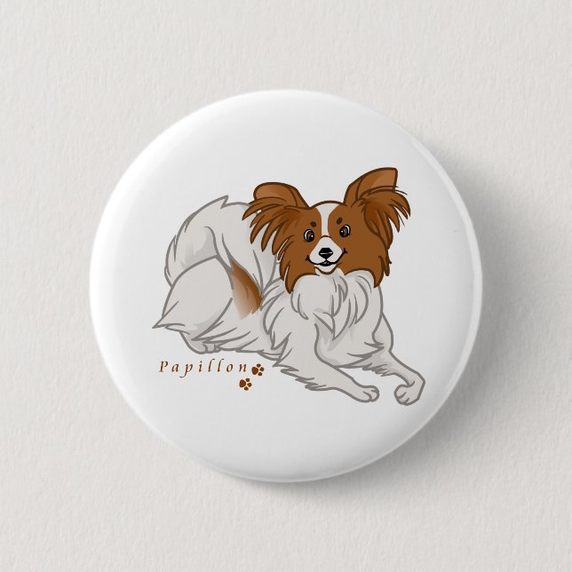 papillon pinback button (Front)