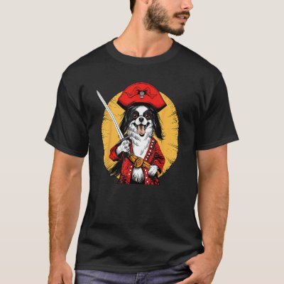 Papillon Pirate Funny Dog Captain T-Shirt