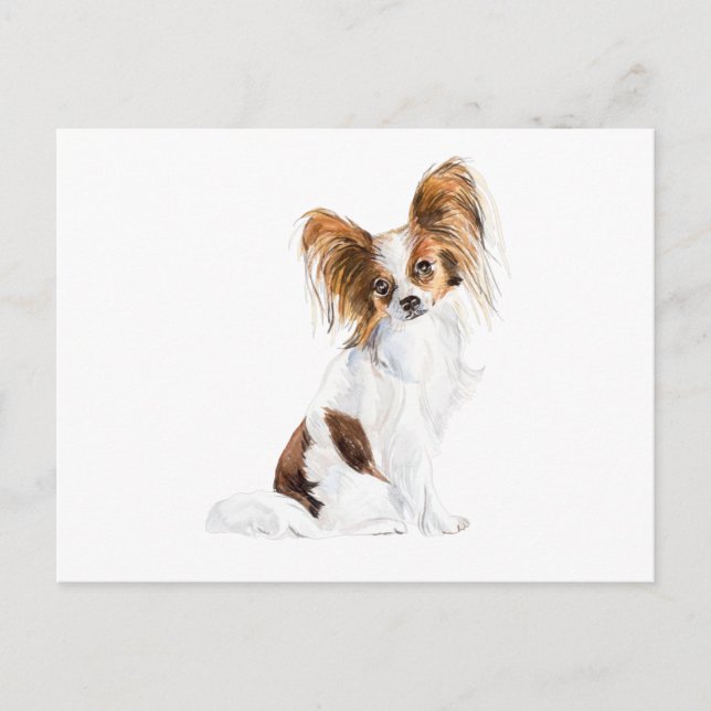 Papillon Portrait Watercolor Postcard (Front)
