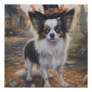 Papillon Pumpkins Halloween Scary  Faux Canvas Print