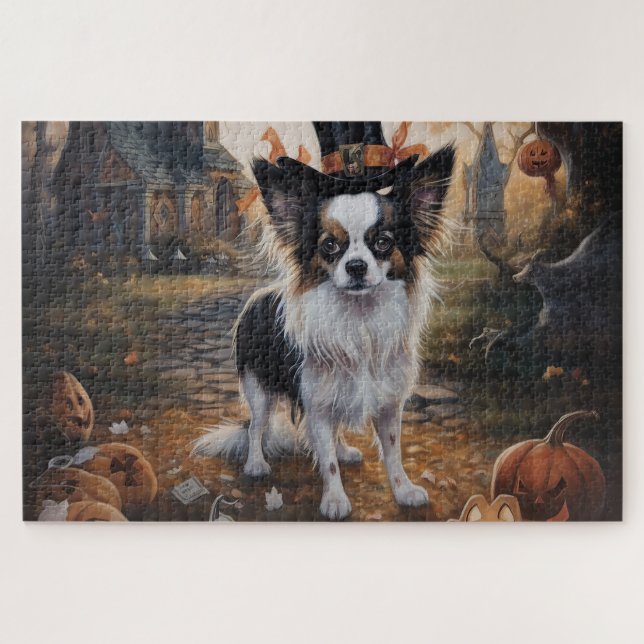 Papillon Pumpkins Halloween Scary  Jigsaw Puzzle (Horizontal)