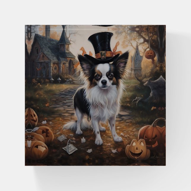 Papillon Pumpkins Halloween Scary  Paperweight (Front)