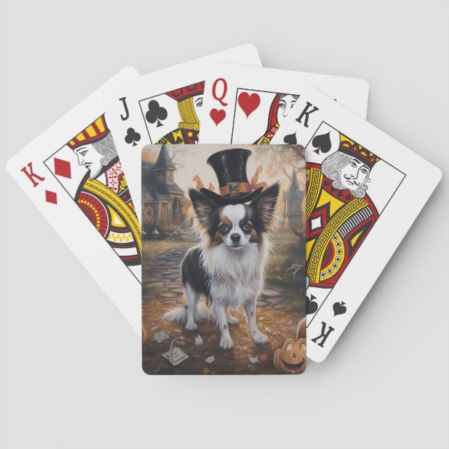 Papillon Pumpkins Halloween Scary  Poker Cards (Back)