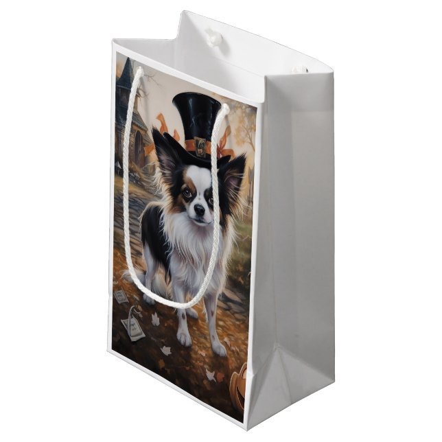 Papillon Pumpkins Halloween Scary  Small Gift Bag (Front Angled)
