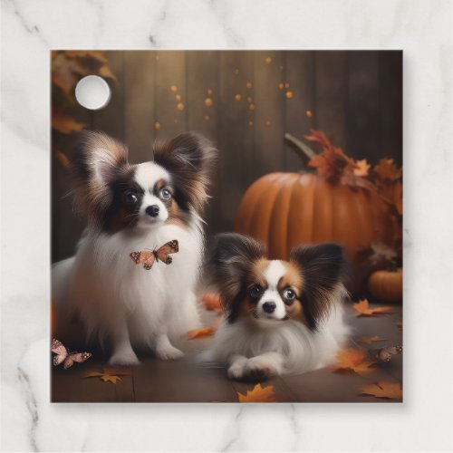 Papillon Puppy Autumn Delight Pumpkin Favor Tags