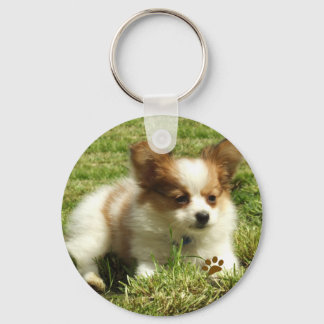 Papillon Puppy Keychain
