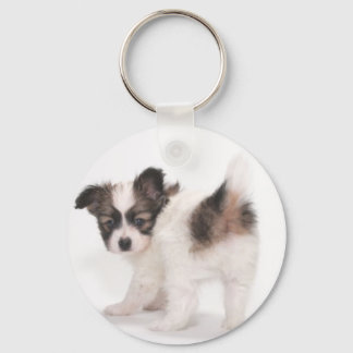 Papillon Puppy Keychain