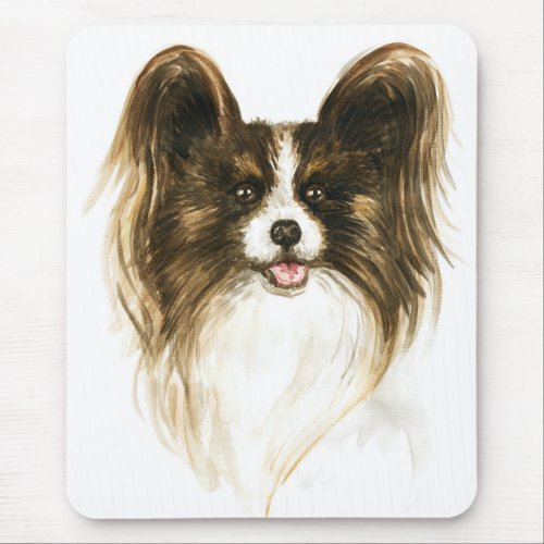 Papillon Puppy Mom Dog Lover Watercolor Fur Mama Mouse Pad