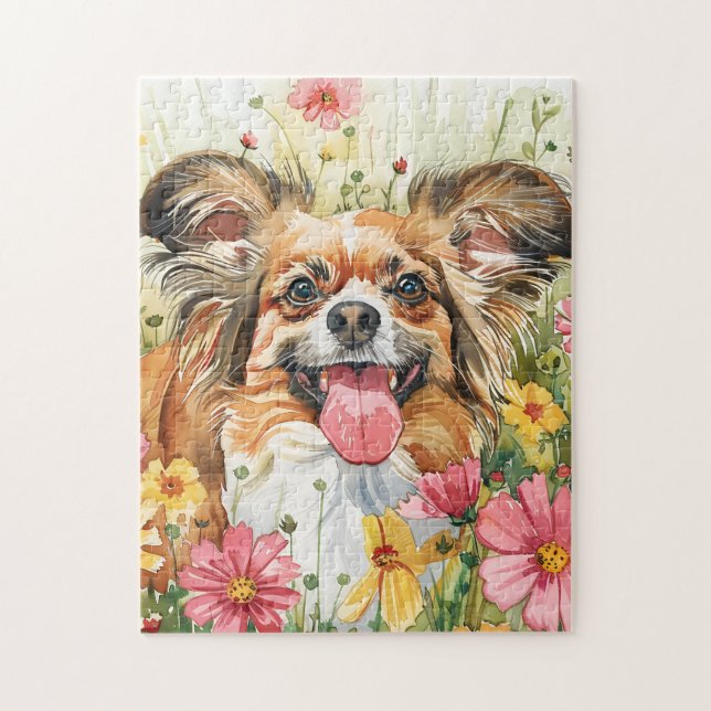 Papillon Puzzle – Watercolor Dog Art (Vertical)