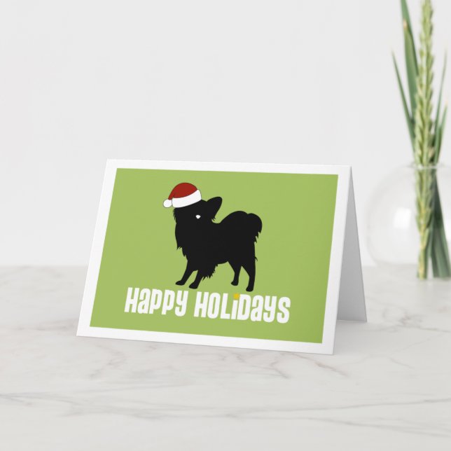 Papillon Santa Hat Holiday Card (Front)