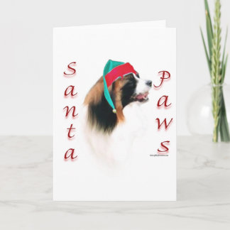 Papillon Santa Paws Holiday Card