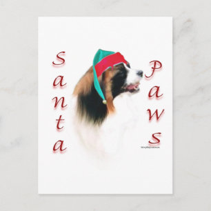 Papillon Santa Paws Holiday Postcard