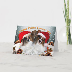 Papillon Santa Paws Loves You Cards