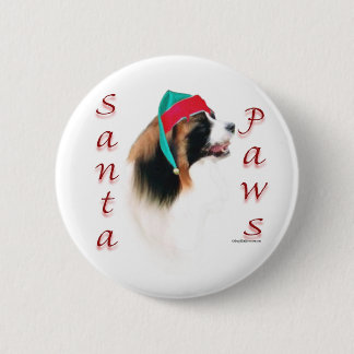 Papillon Santa Paws Pinback Button