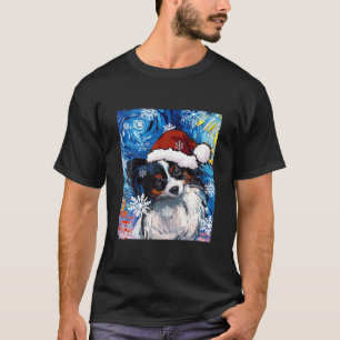 Papillon Santa Van Gogh Dog Gift, Dog T-Shirt