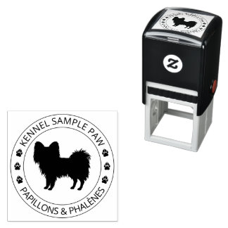 Papillon Silhouette With Paws And Custom Text Self-inking Stamp