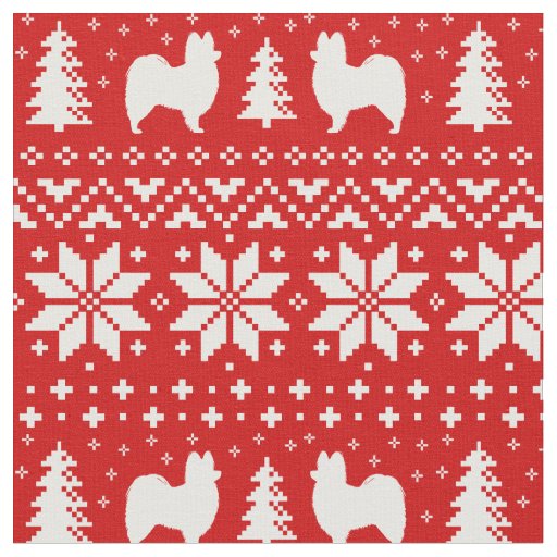 Papillon Silhouettes Christmas Holiday Patterned Fabric