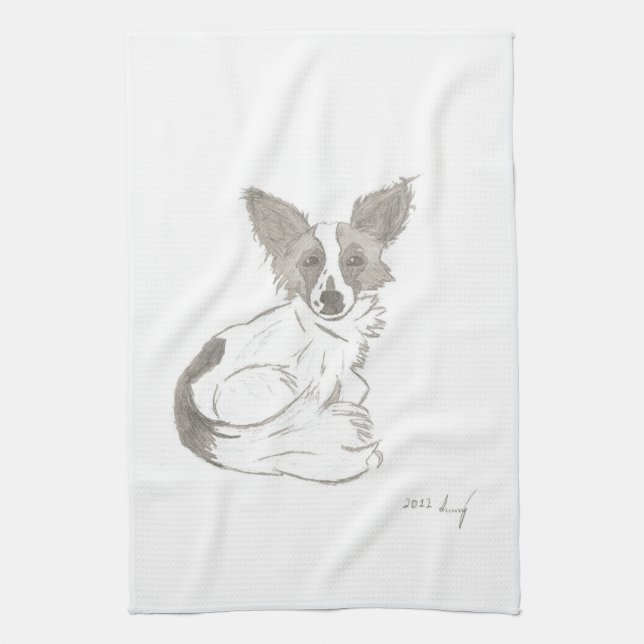 Papillon Sketch Kitchen Towel (Vertical)