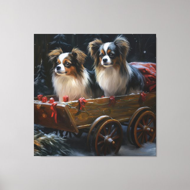 Papillon Snowy Sleigh Christmas Decor  (Front)
