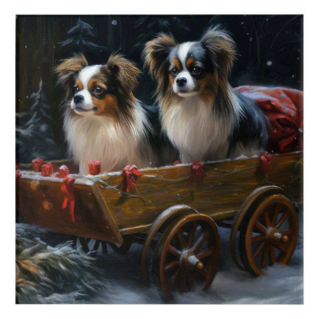 Papillon Snowy Sleigh Christmas Decor  (Front)