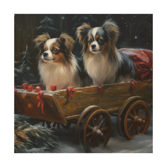 Papillon Snowy Sleigh Christmas Decor  (Front)