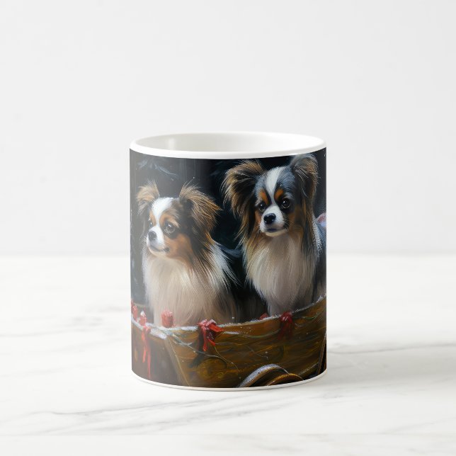 Papillon Snowy Sleigh Christmas Decor  Coffee Mug (Center)
