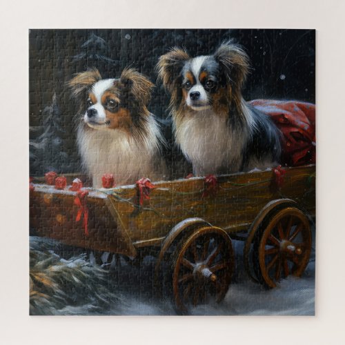 Papillon Snowy Sleigh Christmas Decor  Jigsaw Puzzle