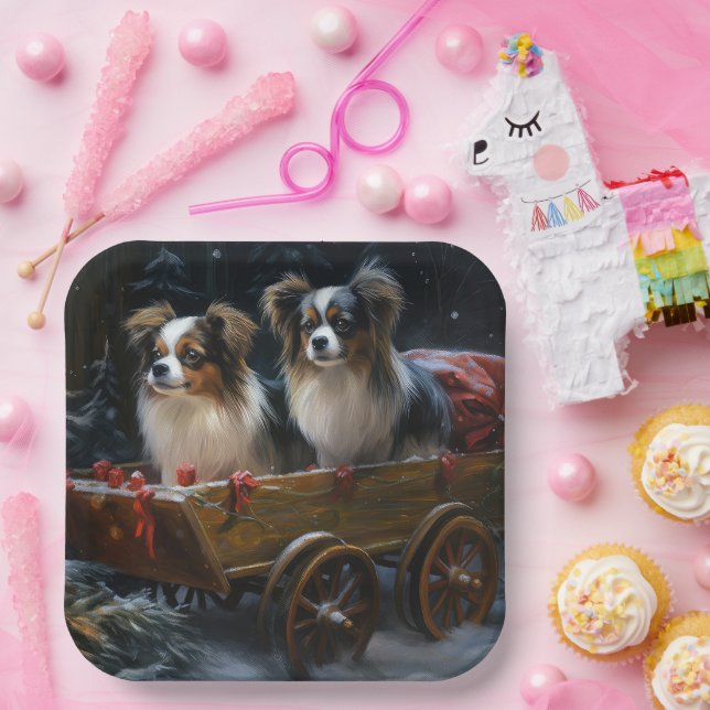 Papillon Snowy Sleigh Christmas Decor  Paper Plates (Party)