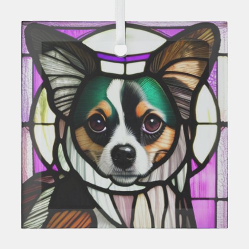 Papillon Stained Glass  Glass Ornament