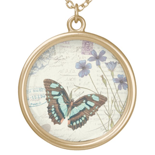 Papillon Tales Gold Plated Necklace (Front)