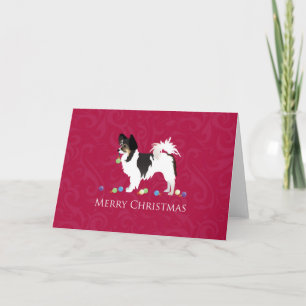 Papillon Toy Dog Breed Christmas Silhouette Holiday Card