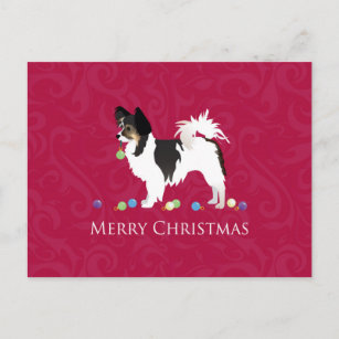 Papillon Toy Dog Breed Christmas Silhouette Holiday Postcard