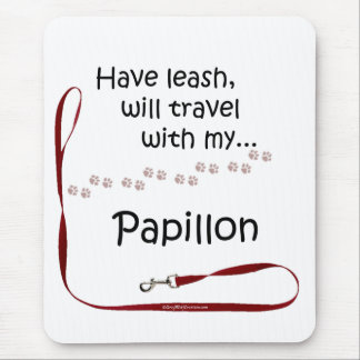 Papillon Travel Leash Mouse Pad