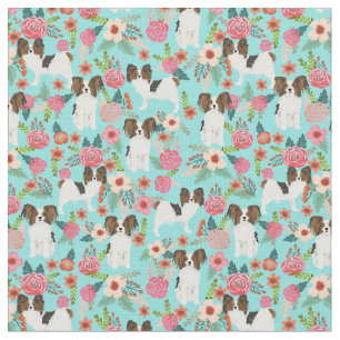 papillon vintage florals mint dog fabric