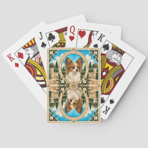 Papillon, Vintage Watercolor Dog Art Poker Cards