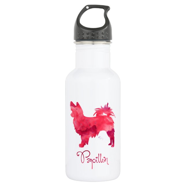 Papillon Watercolor Design Water Bottle (Front)