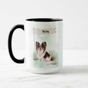 Papillon Watercolor Personalized Dog Mug