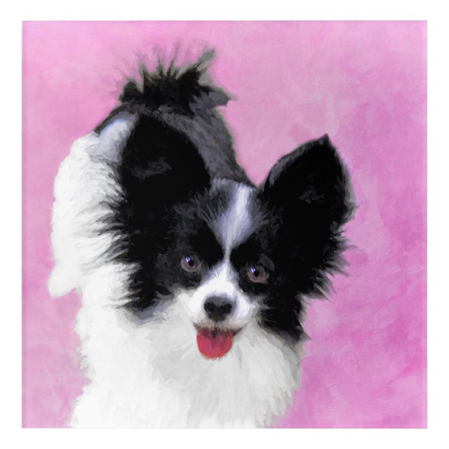 Papillon (White and Black) Painting - Dog Art (Front)