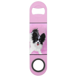 Papillon (White and Black) Painting - Dog Art Bar Key