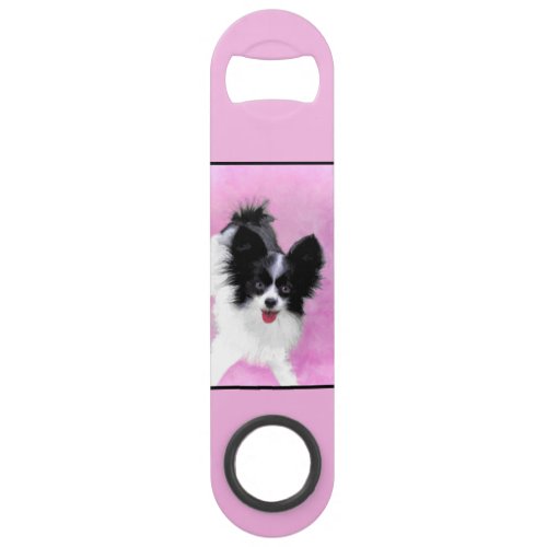 Papillon White and Black Painting _ Dog Art Bar Key