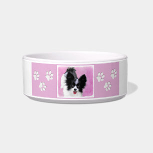 Papillon (White and Black) Painting - Dog Art Bowl