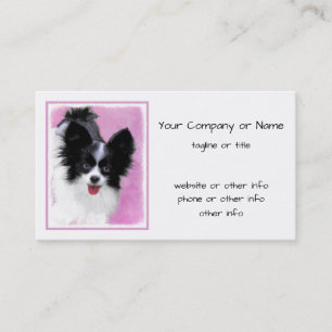 Papillon (White and Black) Painting - Dog Art Business Card