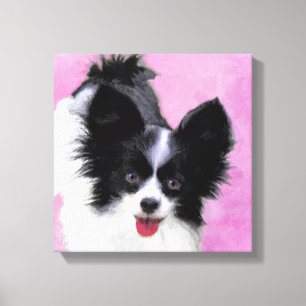 Papillon (White and Black) Painting - Dog Art Canvas Print