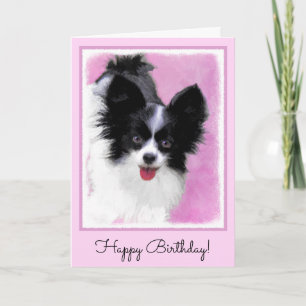 Papillon (White and Black) Painting - Dog Art Card
