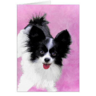 Papillon (White and Black) Painting - Dog Art Cards